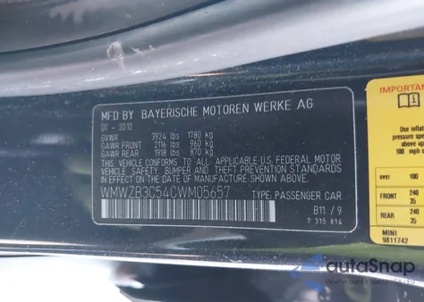 2012 Mini Cooper Countryman from USA, damaged, VIN WMWZB3C54CWM05657